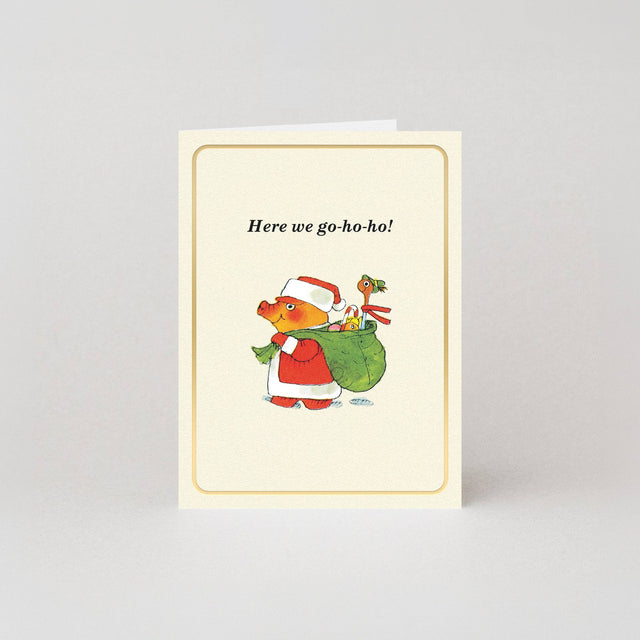Studio Boketto Here We Go-Ho-Ho! Gold Foil Mini Christmas Card