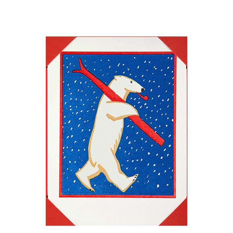 Archivist Gallery Christmas Notelet Cards Skiing Polar Bear