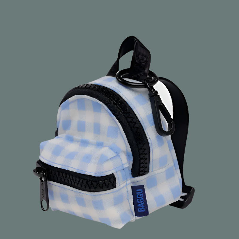 Baggu Backpack Charm Light Blue Gingham