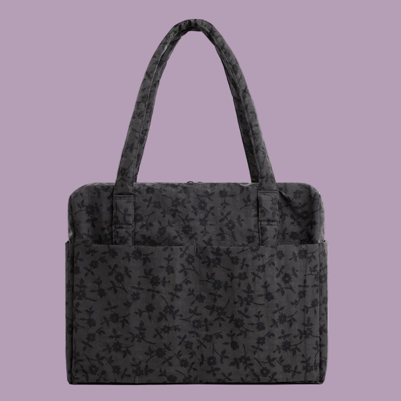 Baggu Cloud Carry-On Bag Charcoal Ditsy Floral