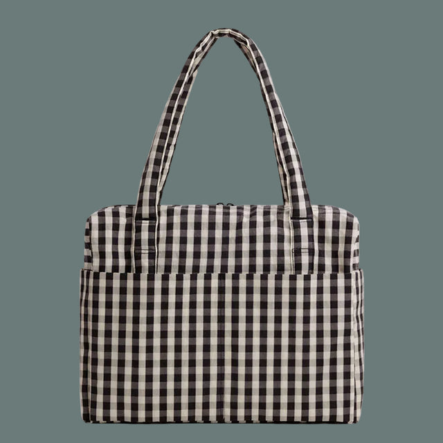 Baggu Cloud Carry-On Bag Black Cream Gingham