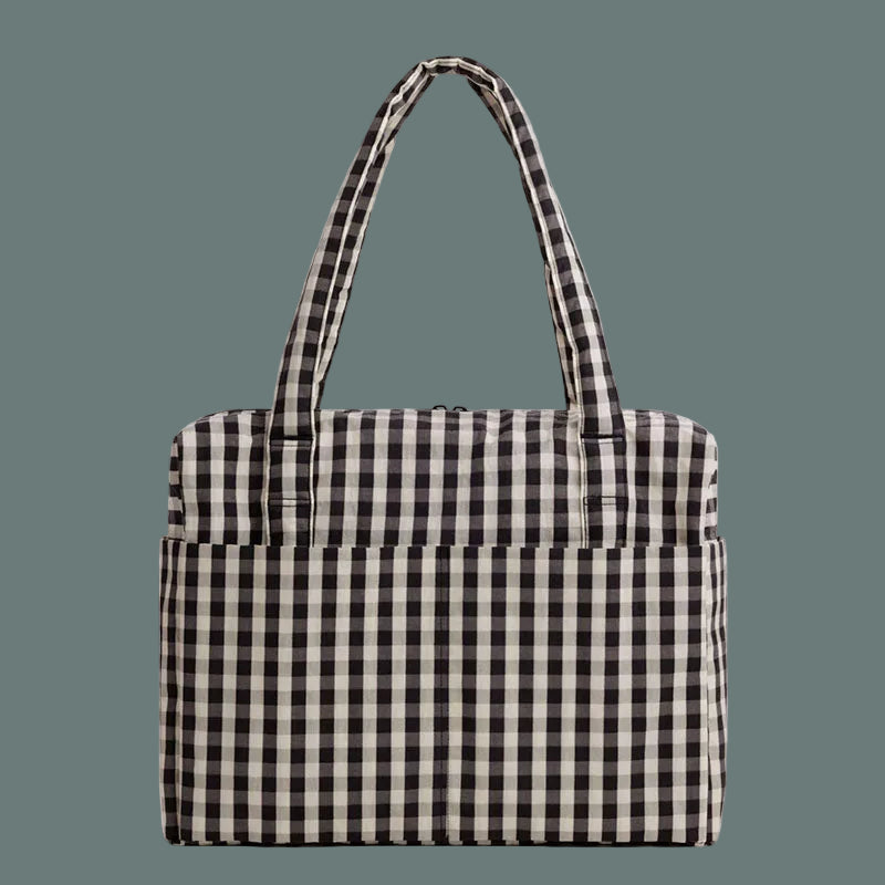 Baggu Cloud Carry-On Bag Black Cream Gingham