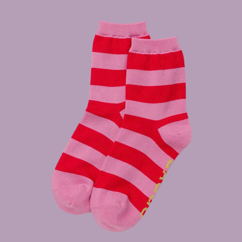 Baggu Crew Socks - Pink Stripe