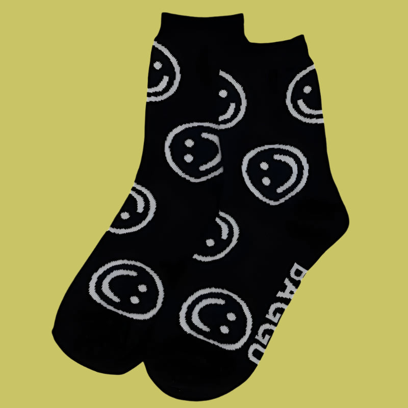Baggu Crew Socks - Black Happy