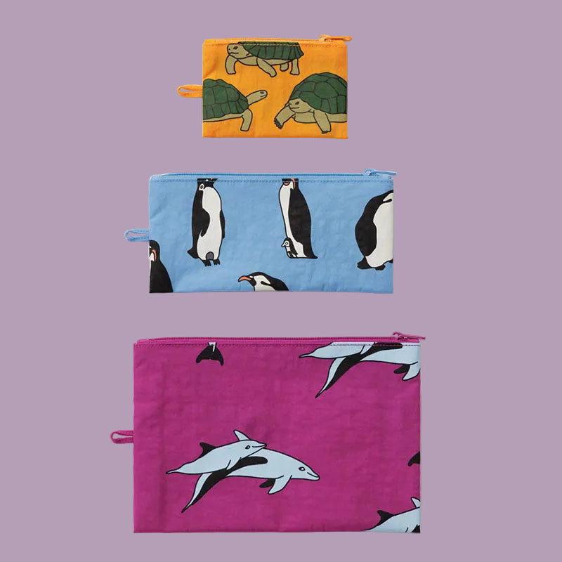 Baggu Flat Pouch Set Vacation Animals