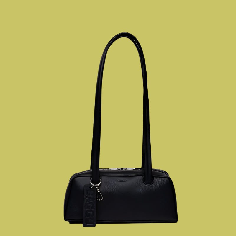 Baggu Leather Small Bowler Bag Black