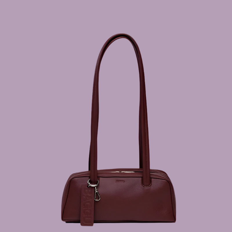 Baggu Leather Small Bowler Bag Mahogany