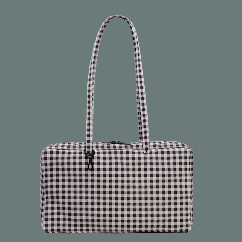 Baggu Medium Nylon Bowler Bag black and white gingham