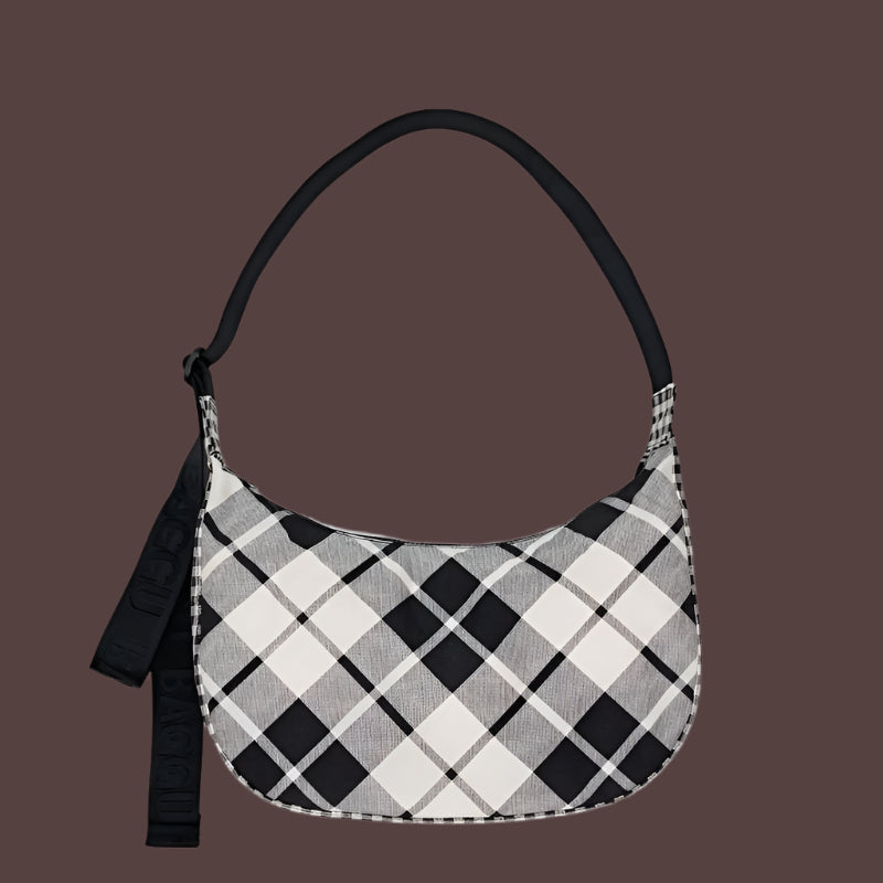 Baggu Medium Nylon Crescent Bag Mixed Plaid