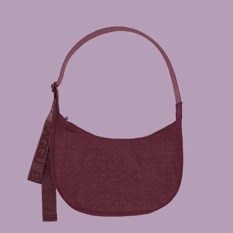 Baggu Medium Nylon Crescent Bag Mahogany
