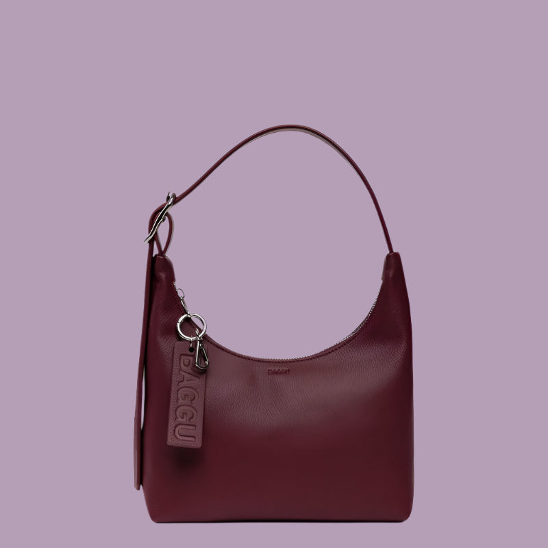 Baggu Mini Recycled Leather Shoulder Bag Mahogany