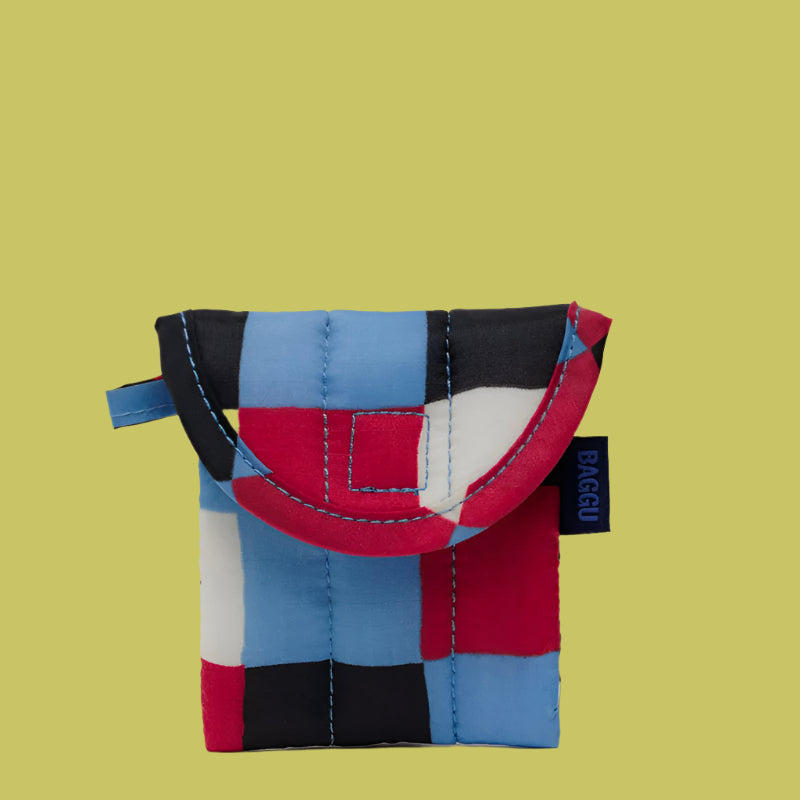 Baggu Puffy Earbuds Case Painted Check