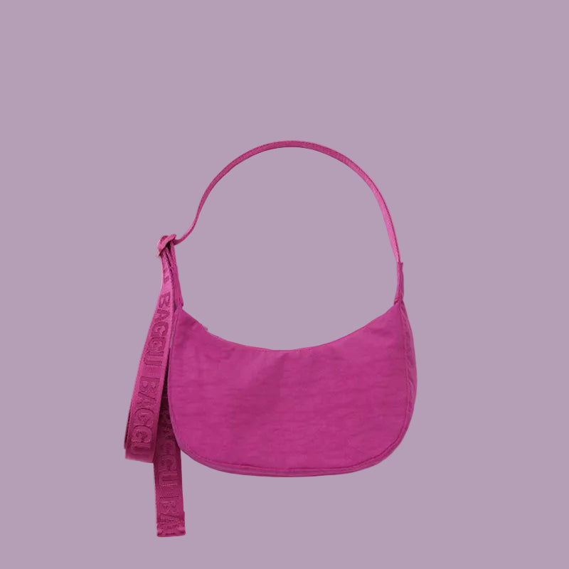 Baggu Small Nylon Crescent Bag - Deep Fuschia