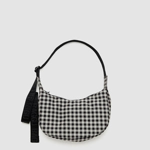 Baggu Small Nylon Crescent Bag - Black + White Gingham