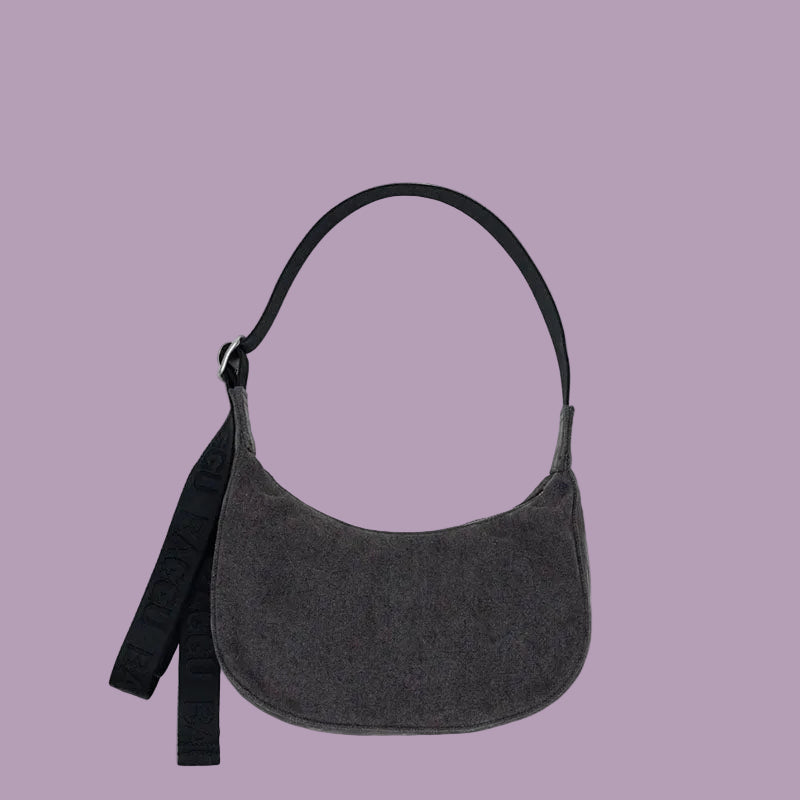 Baggu Small Nylon Crescent Bag - Washed Black Denim