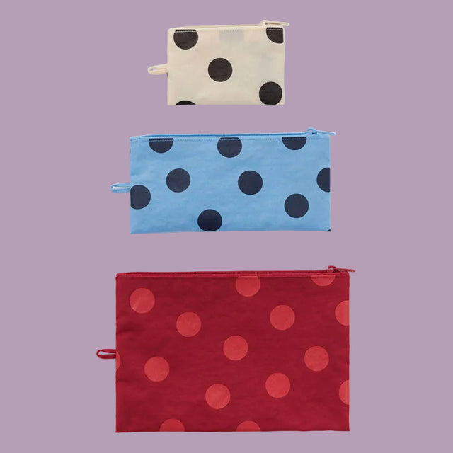 Baggu Flat Pouch Set Polka Dot Mix