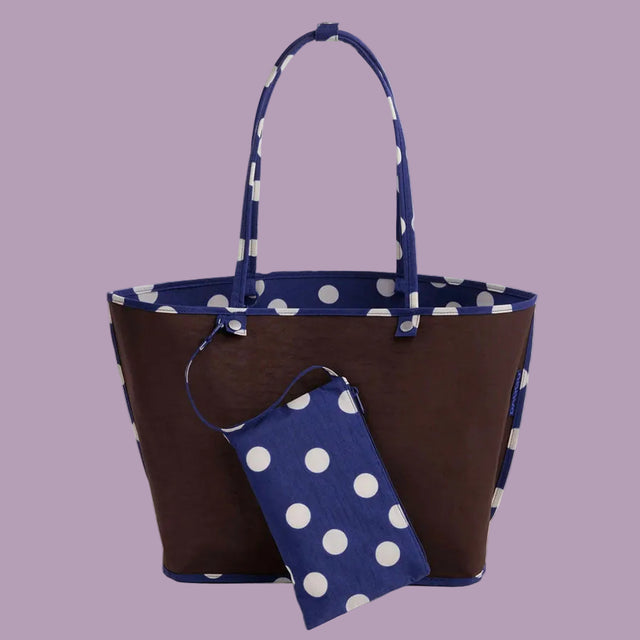 Baggu Large Nylon Reversible Tote polkadots