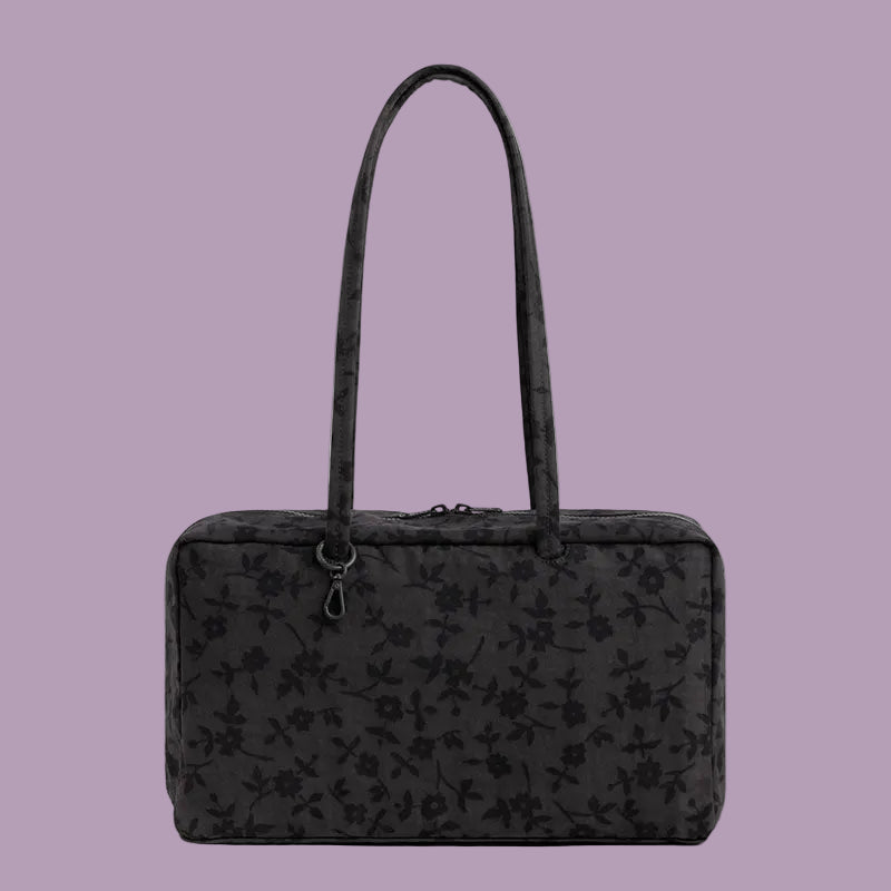 Baggu Medium Nylon Bowler Bag Charcoal Ditsy Floral