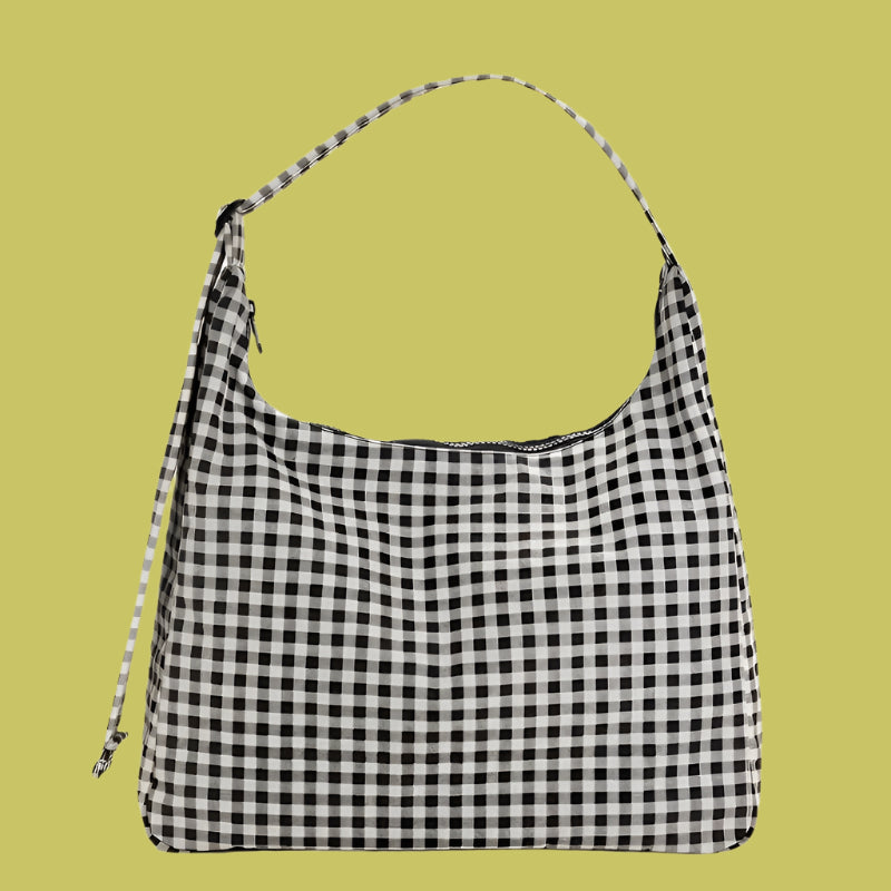 Baggu Nylon Shoulder Bag Black + White Gingham