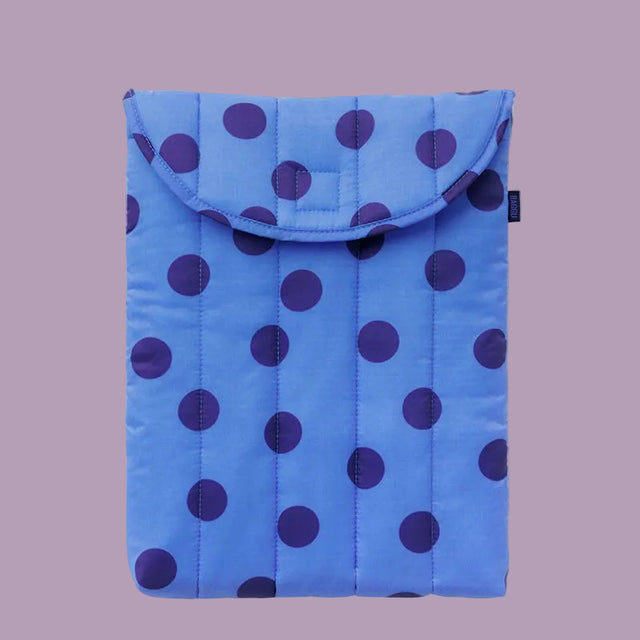 Baggu Puffy Laptop Bag Blue Polka Dot