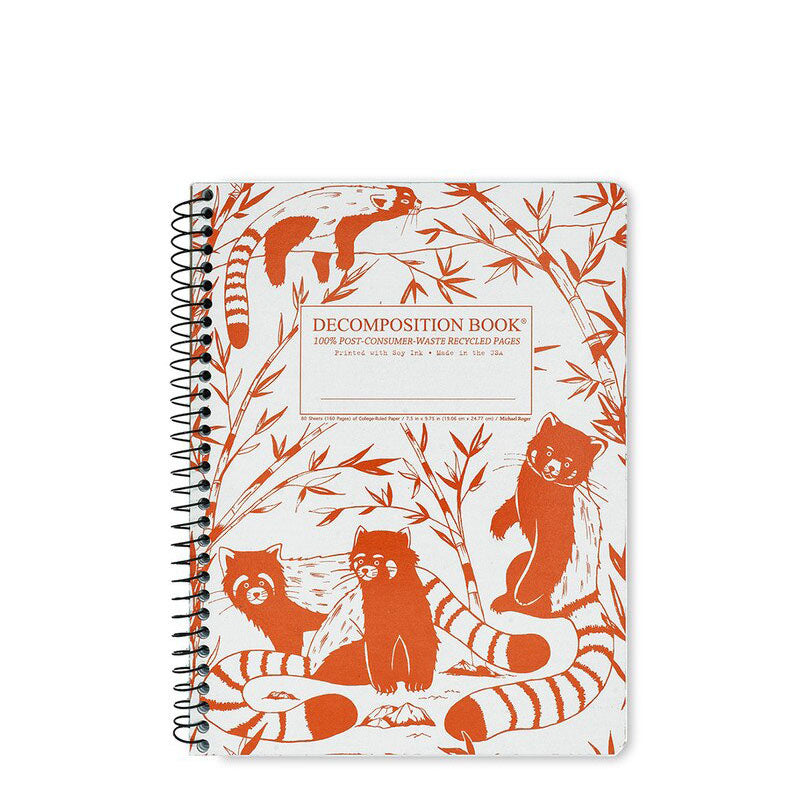 Decomposition Book Spiral Large Notebook - Red Pandas