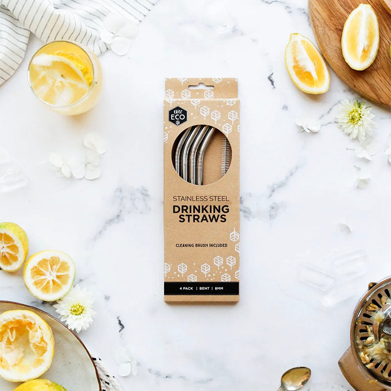 Ever Eco Stainless Steel Straws (Bent) - 4 Pack