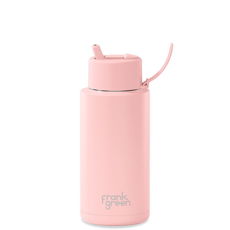 Frank Green Ceramic Reusable Bottle (1 litre) - Straw Lid Blush Pink