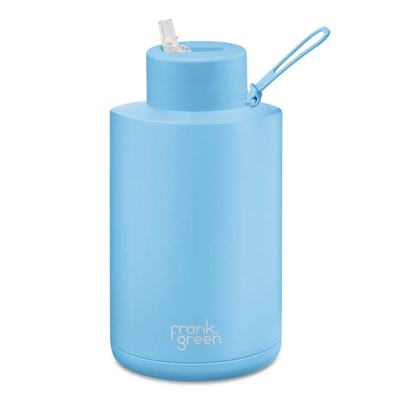 Frank Green Ceramic Reusable Bottle (2 litre) - Straw Lid Sky Blue