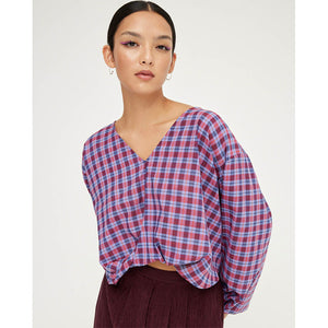 Kuwaii Orchis Top - Berry Plaid