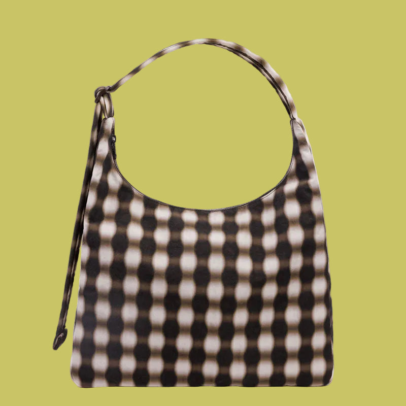 Baggu Nylon Shoulder Bag - Brown Blurred Gingham