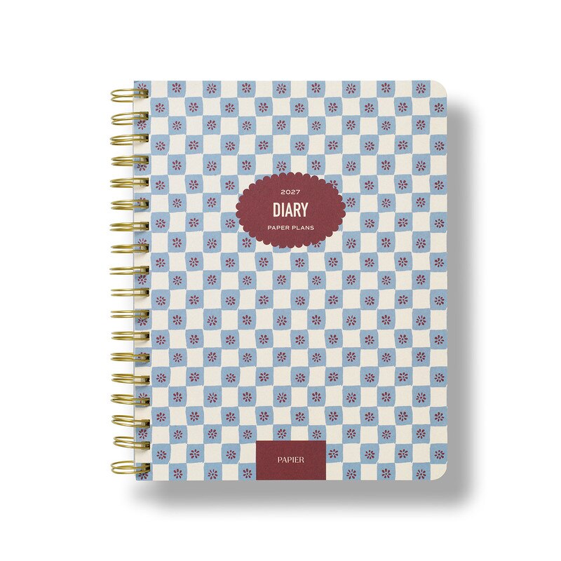 Papier 2027 Weekly Softcover Spiral Diary Petals in Check