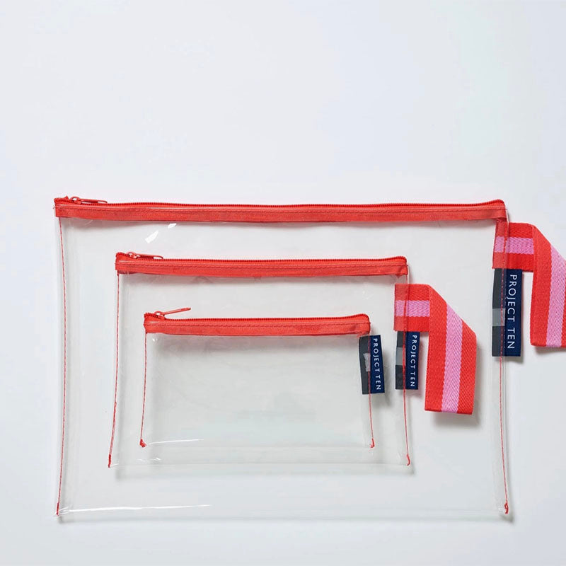 Project Ten Clear Zip Pouch Bundle Red
