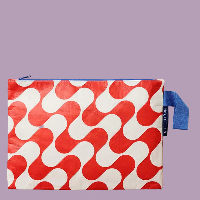 Project Ten Large Zip Pouch Red Ripple