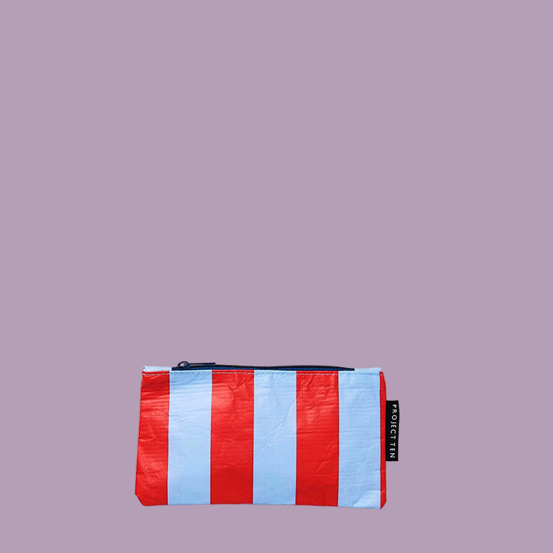 Project Ten Tiny Zip Pouch Red Blue Stripe