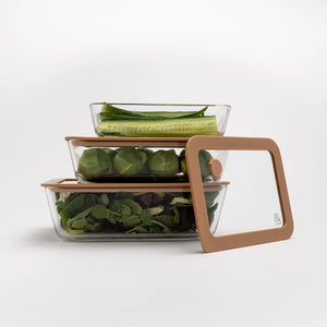 Seed & Sprout Eco Stow Rectangular Glass Container Set - Praline