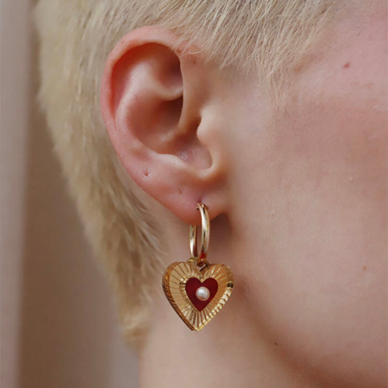Wolf & Moon Red Esme Heart Hoops Geelong
