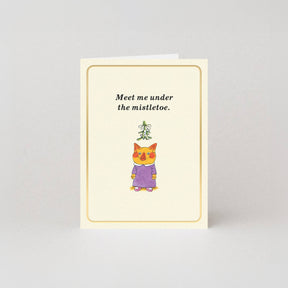 Studio Boketto Meet Me Under The Mistletoe Gold Foil Mini Christmas Card