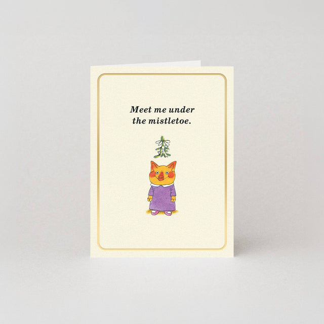 Studio Boketto Meet Me Under The Mistletoe Gold Foil Mini Christmas Card