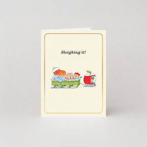 Studio Boketto Sleighing It Gold Foil Mini Christmas Card