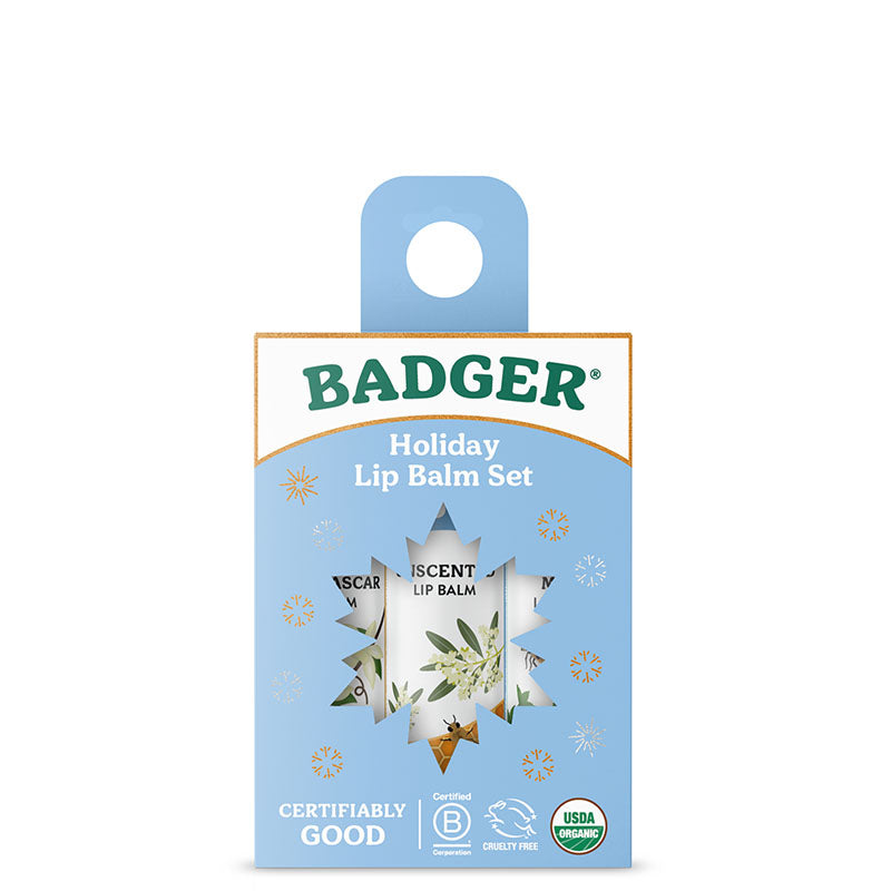  Badger Balm Lip Balm Holiday Pack blue pack