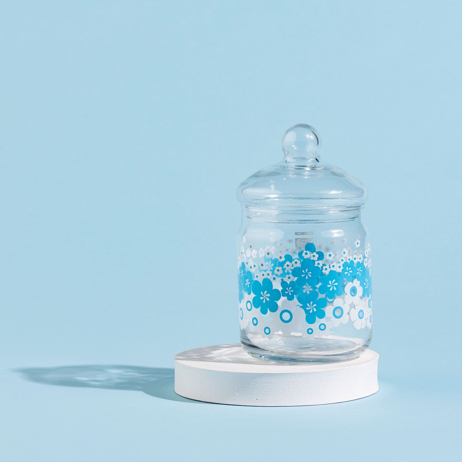 Aderia Retro Glass Storage Jar - Blue Flower