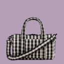 BAGGU Nylon Duffle Bag Black Cream Gingham