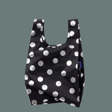 Baggu Baby Baggu Mini Reusable Shopping Bag Silver Metallic Polka Dot