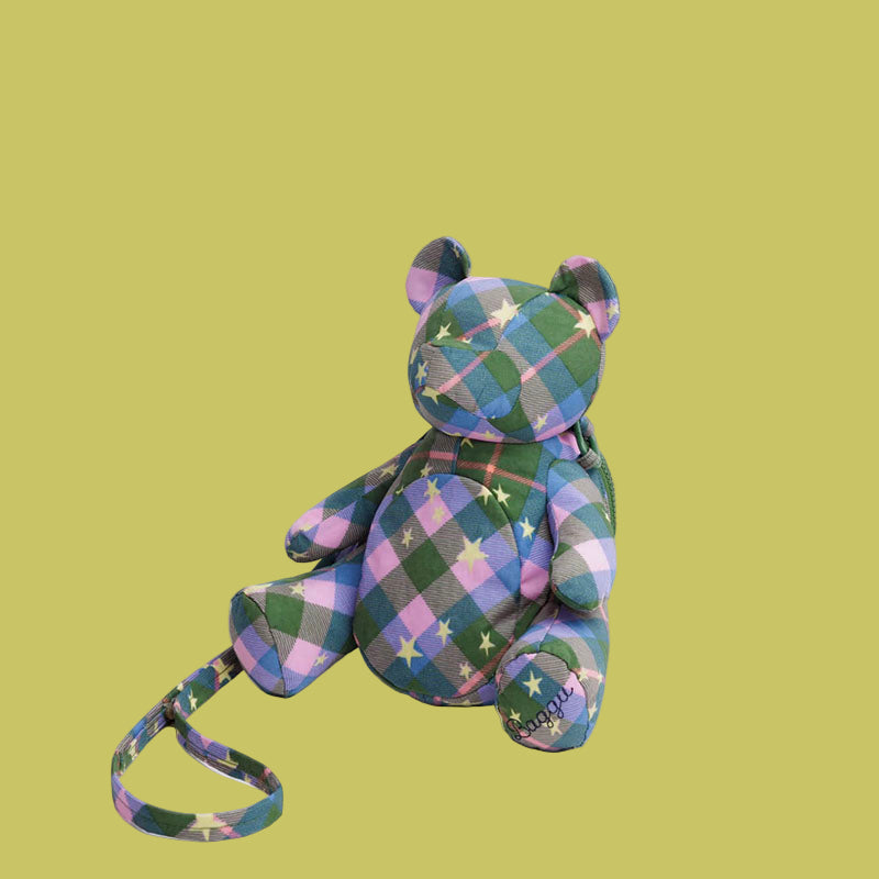 Baggu Bear Bag Green Star Plaid
