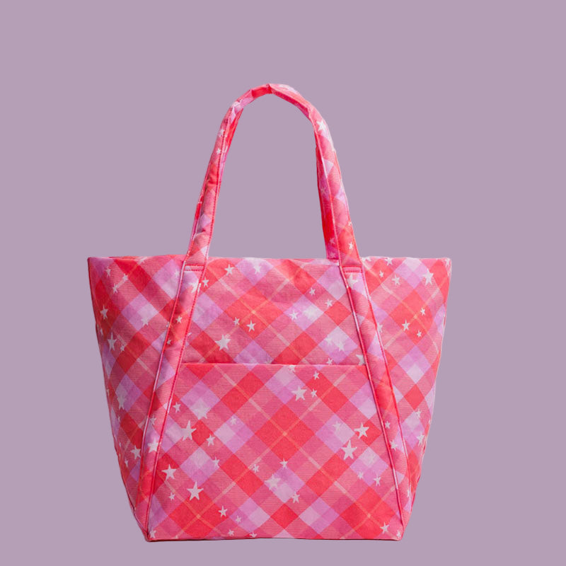 Baggu Cloud Bag - Pink Star Plaid