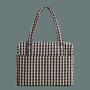 Baggu Cloud Carry-On Bag Black Cream Gingham