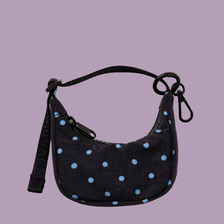 Baggu Crescent Bag Charm Black Blue Micro Dot