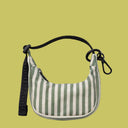 Baggu Crescent Bag Charm Sage Stripe
