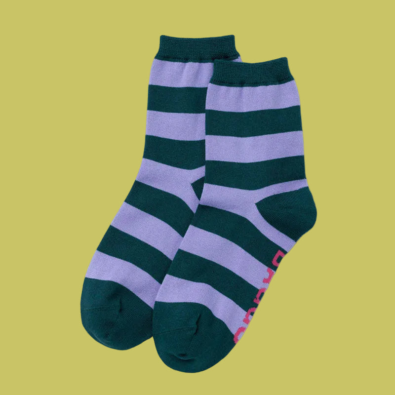 Baggu Crew Socks - Malachite Stripe