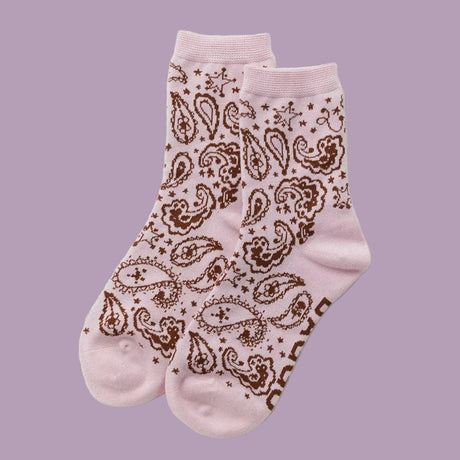 Baggu Crew Sock - Pink Paisley